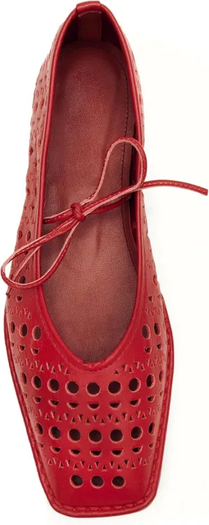 Lace Up Square Toe Ballet Flats for Women Cute Bow Slip On Mary Jane Flats Casual Ballerina Shoes