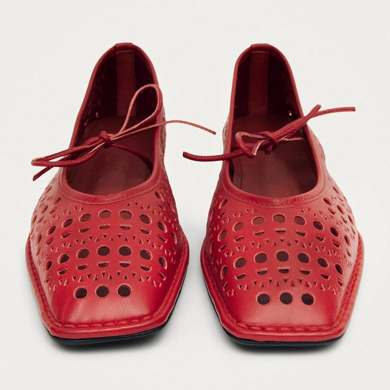 Lace Up Square Toe Ballet Flats for Women Cute Bow Slip On Mary Jane Flats Casual Ballerina Shoes