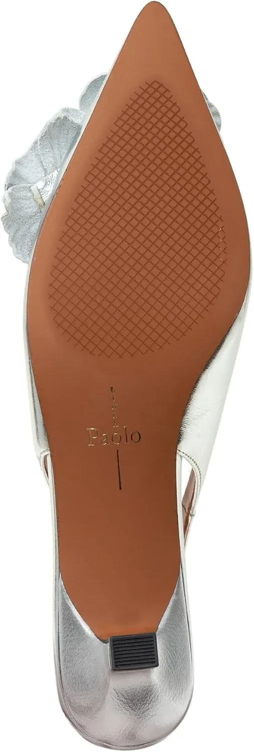 Linea Paolo - Castiel - Womens Floral Leather Kitten Heel Slingback Pumps