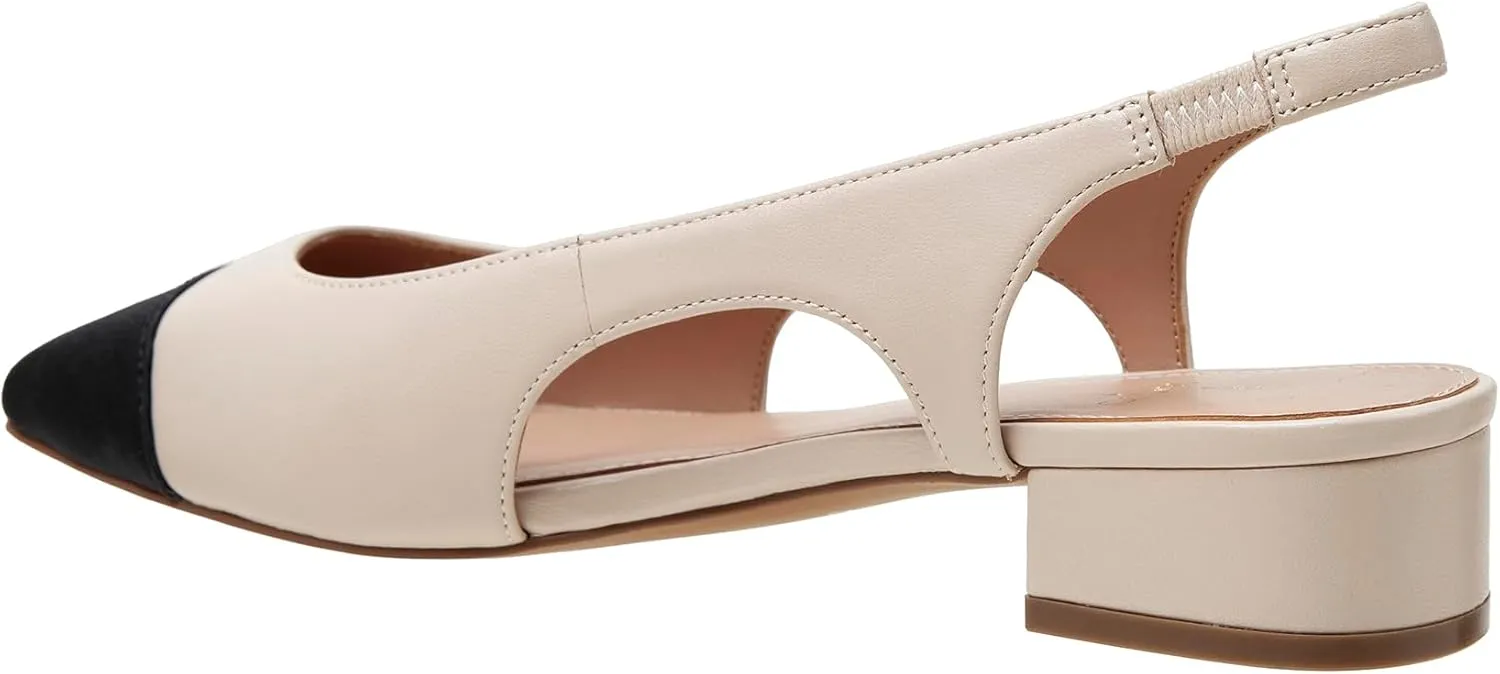 Linea Paolo - Charley - Womens Cap Toe Chop Out Low Block Heel Pumps