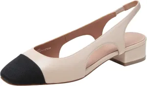 Linea Paolo - Charley - Womens Cap Toe Chop Out Low Block Heel Pumps