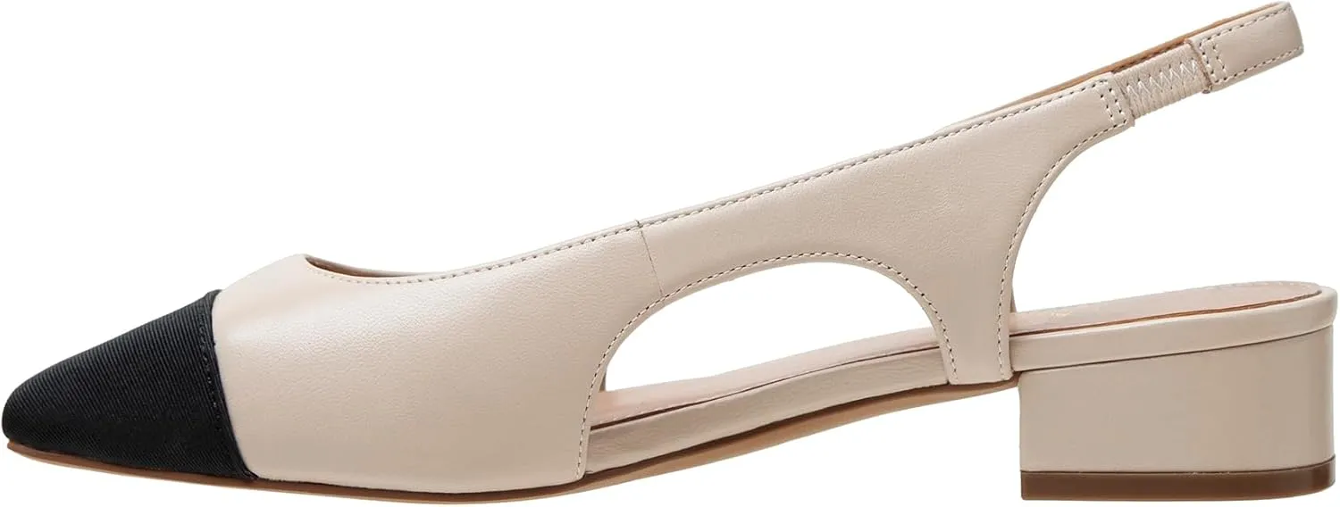 Linea Paolo - Charley - Womens Cap Toe Chop Out Low Block Heel Pumps