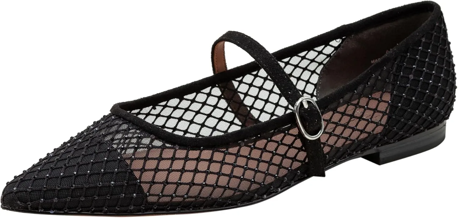 Linea Paolo - Nadeen - Womens Fishnet and Mesh Mary Jane Flats