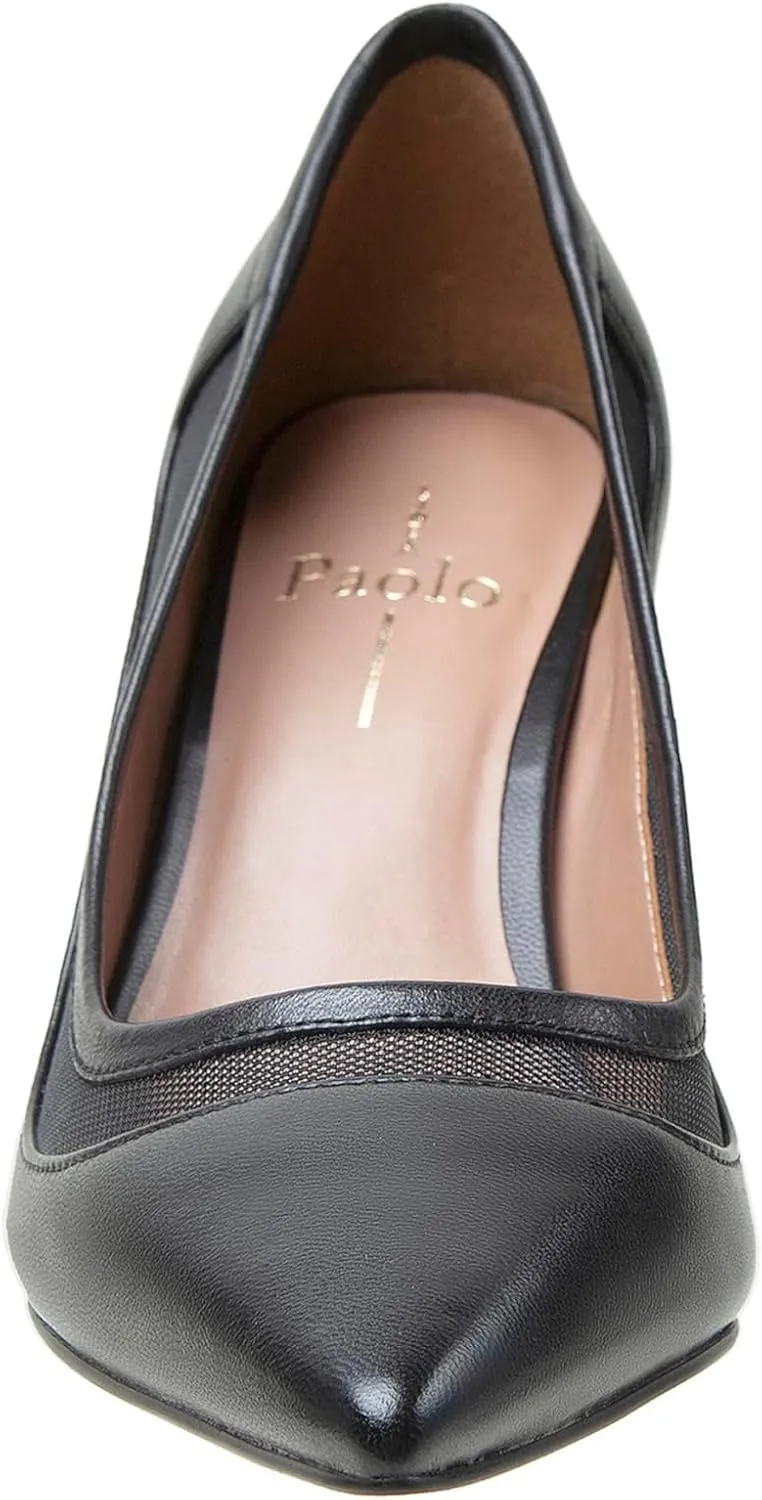 Linea Paolo - Perline - Womens Mixed Media Mesh Leather and Velvet Stiletto Pumps