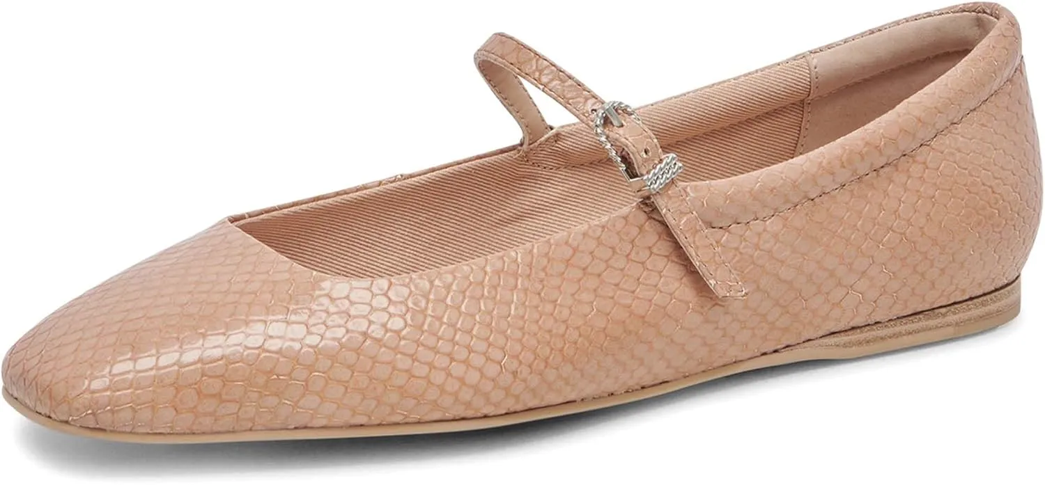 Mary Jane Ballet Flats for Women Casual Square Toe Slip On Flats Comfortable Ankle Buckle Strap Ballerina Shoes