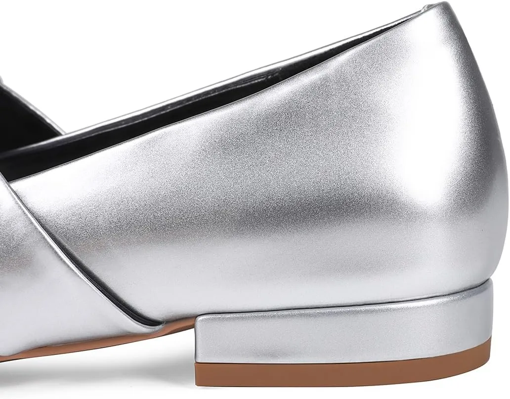 Mary Jane Bow Flats Women Square Toe Ballet Flats Mary Jane Dress Shoes Ballet Dance Shoes Patent Leather Bow Flats Block Heel Dress Shoes.