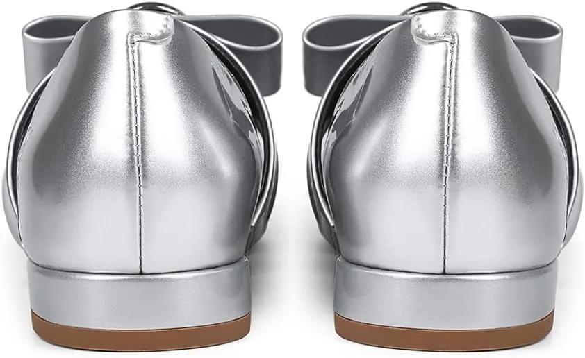 Mary Jane Bow Flats Women Square Toe Ballet Flats Mary Jane Dress Shoes Ballet Dance Shoes Patent Leather Bow Flats Block Heel Dress Shoes.