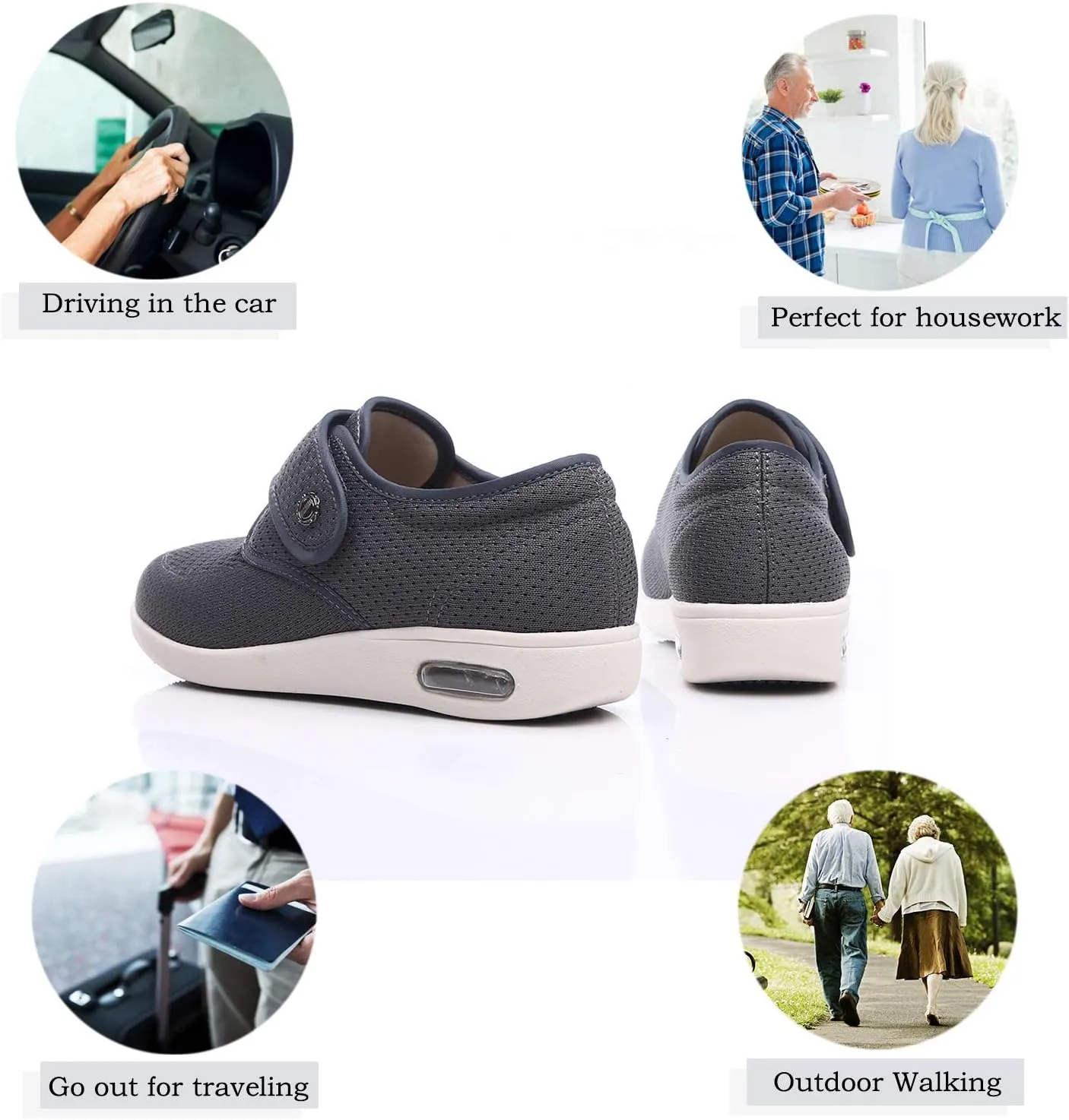 Mei MACLEOD Women's Wide Width Walking Shoes with Memory Foam Air Cushion Casual Sneakers Outdoor
