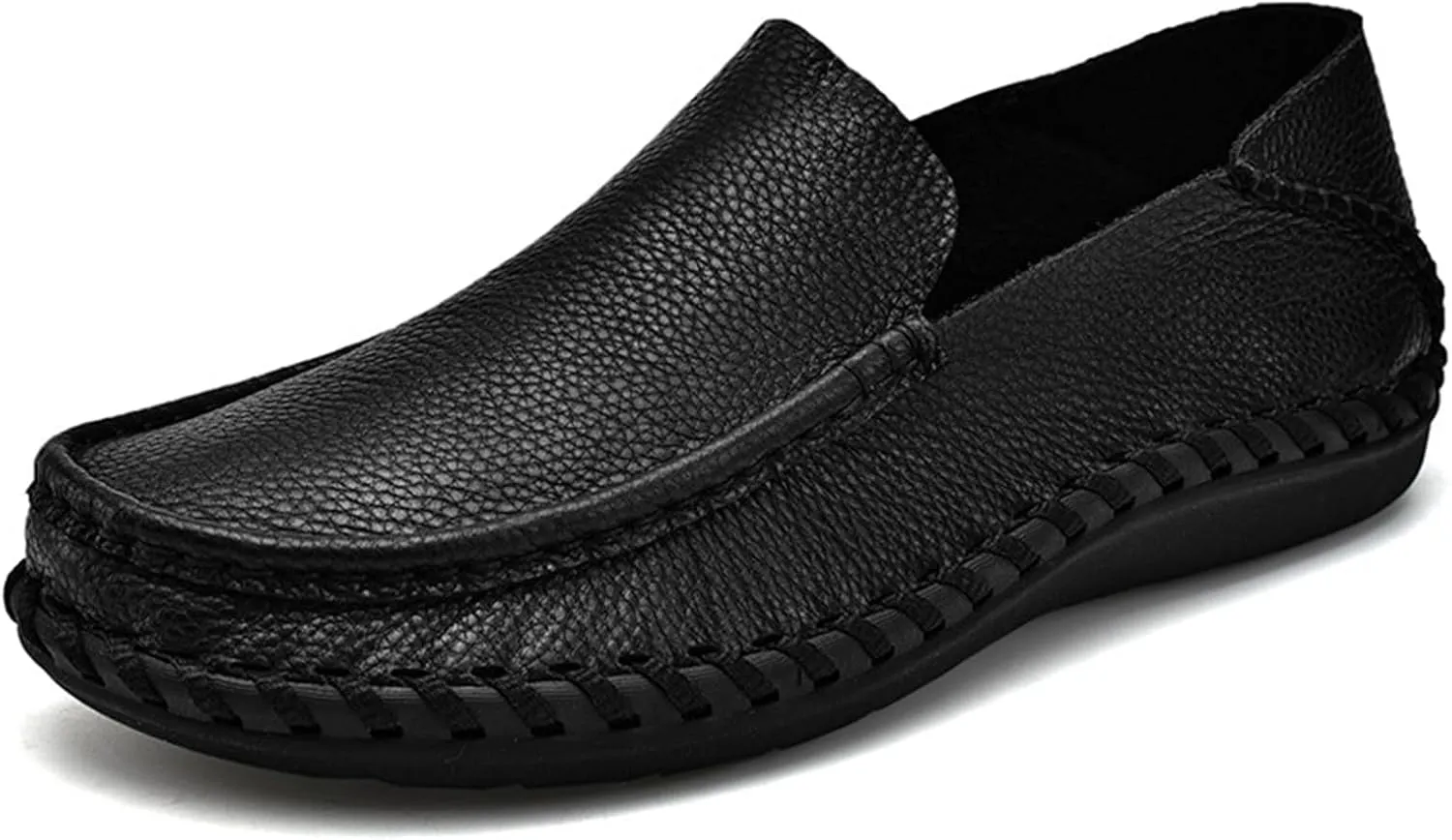 Men's Leather Hollow Flat Penny Loafers, Comfortable Round Wide Toe Soft-Soled Anti-Slip Slip-On Driving Moccasins, Work Business Walking Shoes