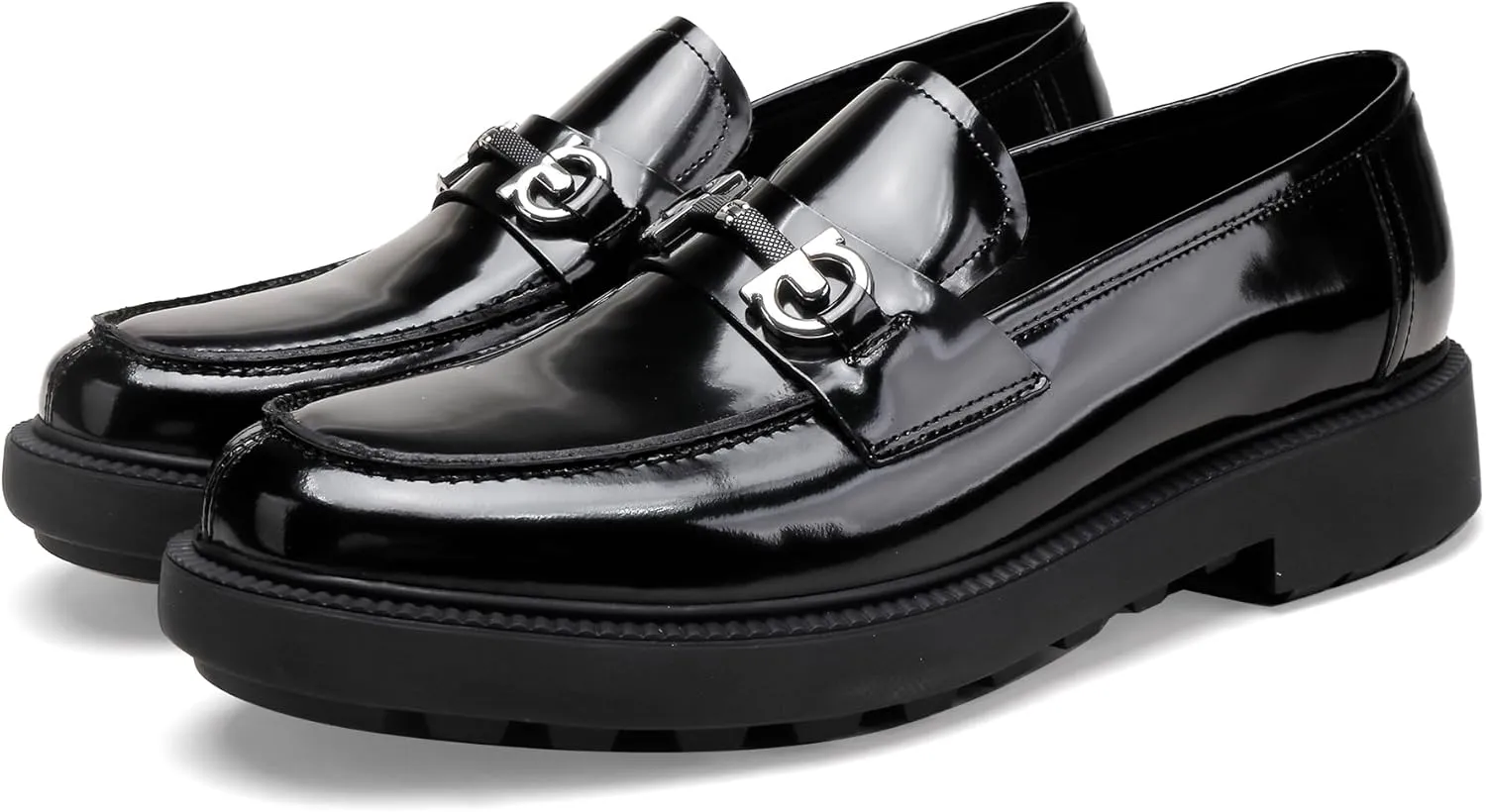 Men's Luxury Genuine Leather Dress Loafers Shoes, Casual Formal Buckle Slip on Loafers Moc-Toe Business Dress Shoes Party Wedding Slip-on Loafer for Mens