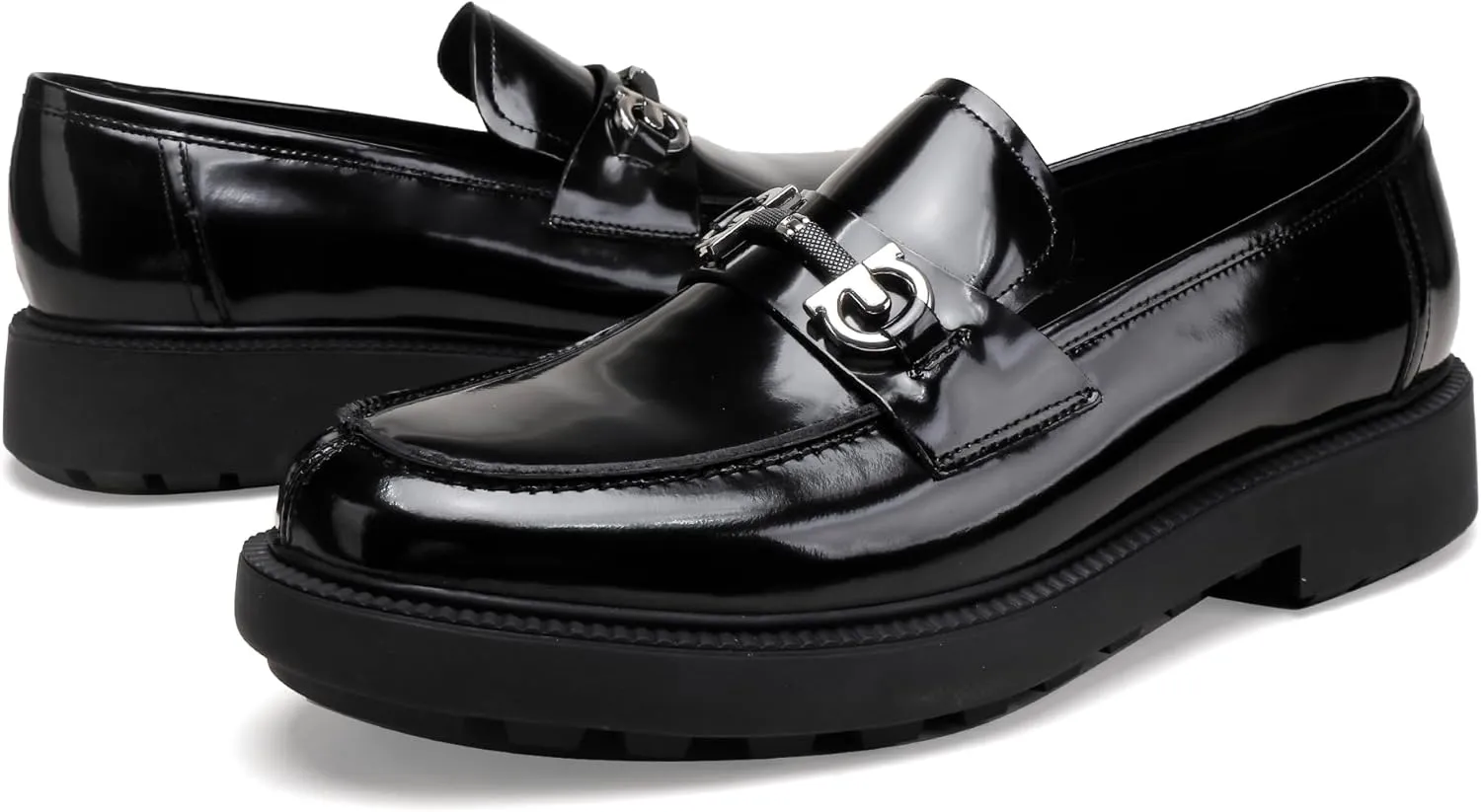Men's Luxury Genuine Leather Dress Loafers Shoes, Casual Formal Buckle Slip on Loafers Moc-Toe Business Dress Shoes Party Wedding Slip-on Loafer for Mens