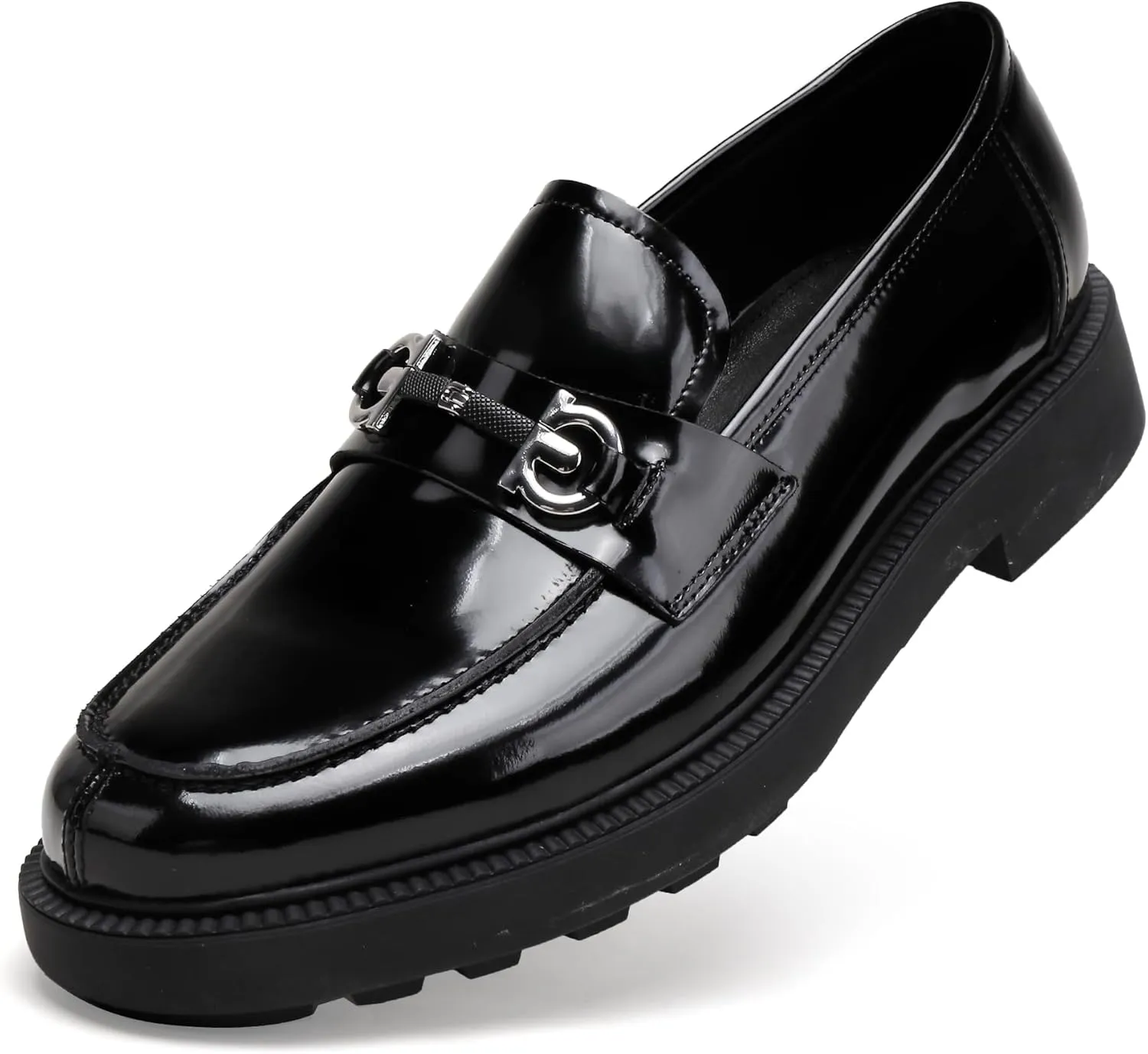 Men's Luxury Genuine Leather Dress Loafers Shoes, Casual Formal Buckle Slip on Loafers Moc-Toe Business Dress Shoes Party Wedding Slip-on Loafer for Mens