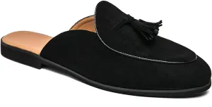 Men's Suede Tassel Flat Penny Loafers Summer Round Toe Lightweight Slip On Anti-Slip Casual Moccasin Mules for Work Party