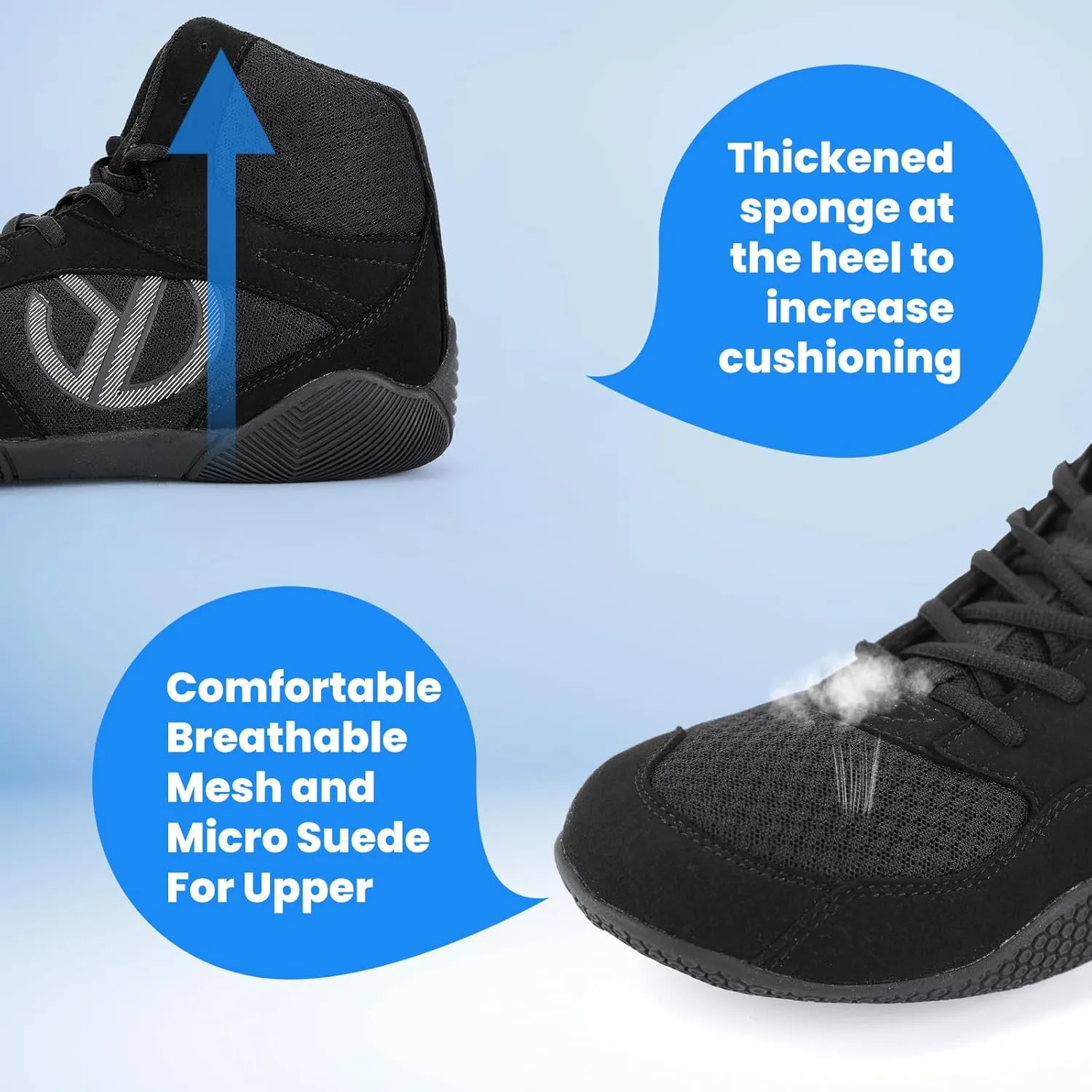Men's Wrestling Shoes with Lightweight,Sdtdid Boxing Shoes Made of Micro Suede for Gym,Powerlifting,Bodybuilding,Training Etc.