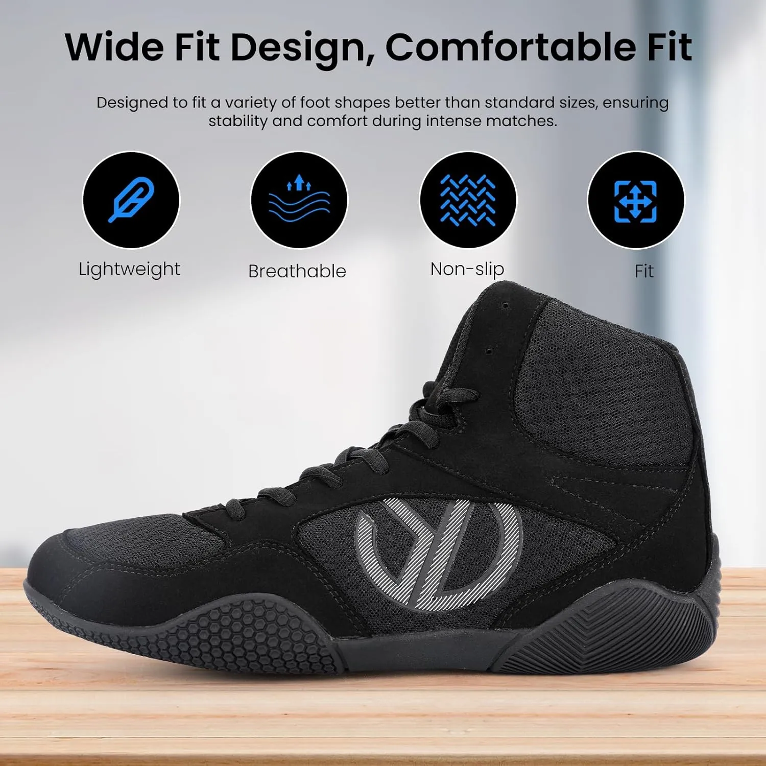 Men's Wrestling Shoes with Lightweight,Sdtdid Boxing Shoes Made of Micro Suede for Gym,Powerlifting,Bodybuilding,Training Etc.