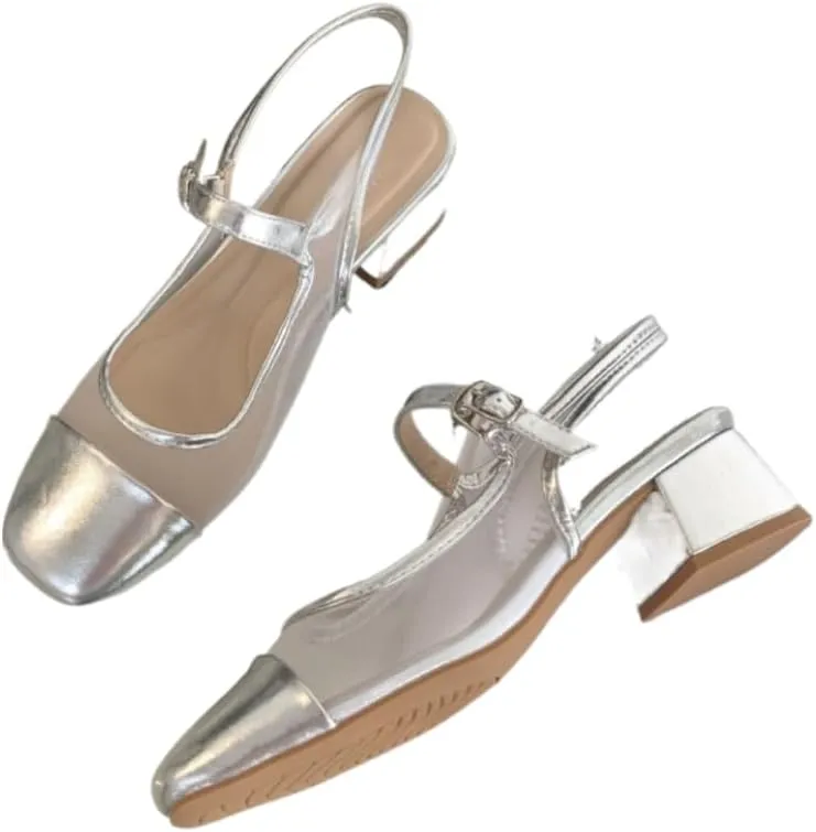 Mesh Mary Jane Flats for Women Jelly Mesh Ballet Flats Clear Hollow Sandals Slingback Dress Shoes Platform High Heel Buckle Strap Lightweight Breathable Casual Summer Slides Party Cruise Vacation