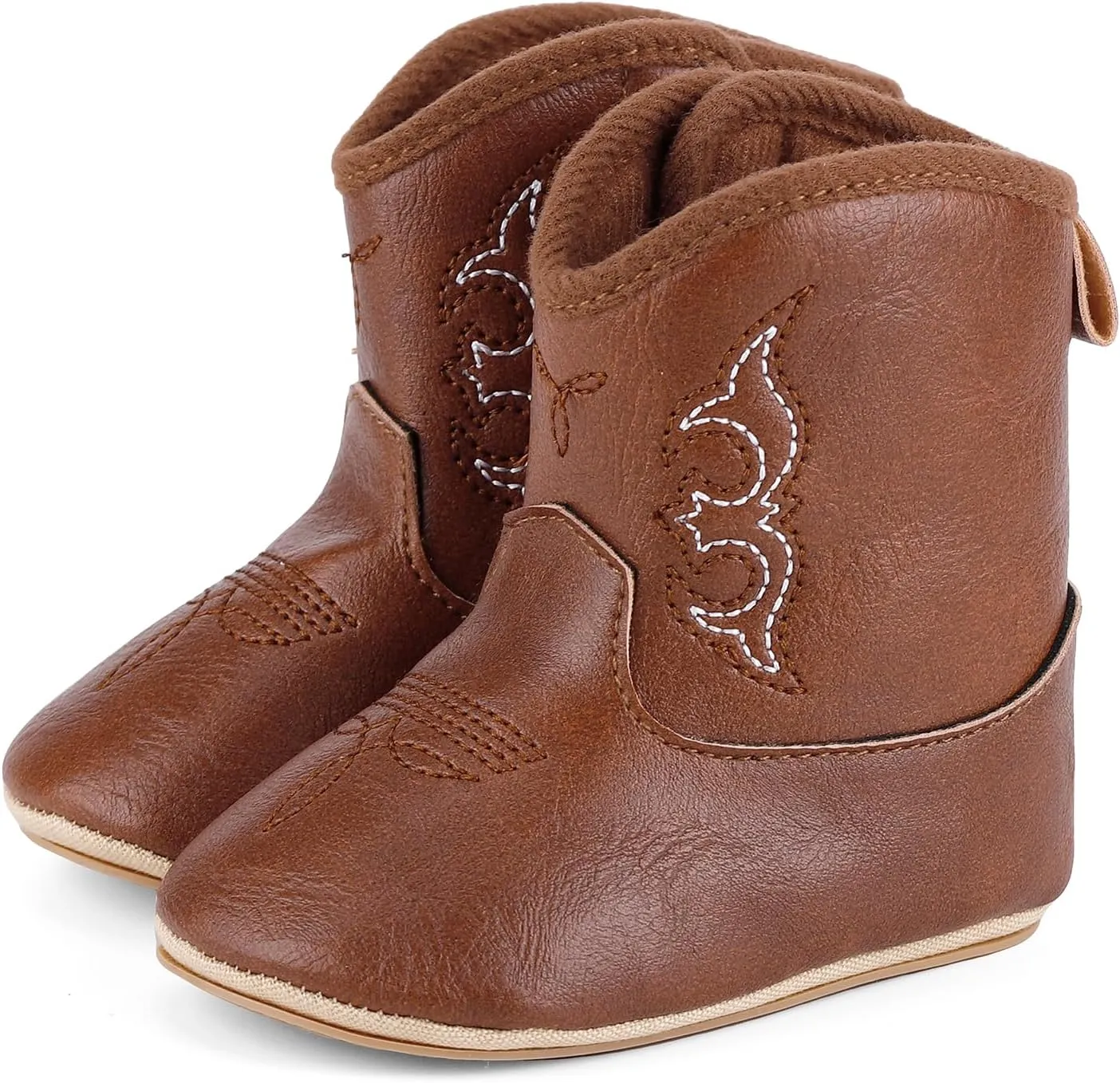 MK MATT KEELY Leather Western Boots Cowboy Bootie Soft Sole Non-Slip Crib Shoes for Baby Infant Toddler Girls Boys Newborn