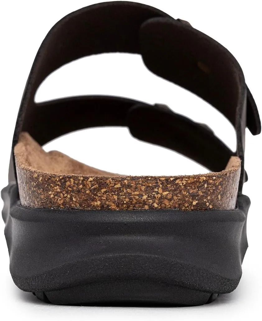 Nautica Men's Sandals - Casual Slides with 2 Adjustable Buckle Straps and Cork Footbed for Ultimate Comfort and Style (Regular/Wide Width, Big Size)