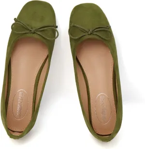 ODORHEISAYO Dress Shoes for Women Office Shoes, Square Toe Ballet Flats Shoes Casual, Cute Bows Flats for Women, Comfort Slip ons Womens Shoes Dressy for Holiday Wedding Work Party