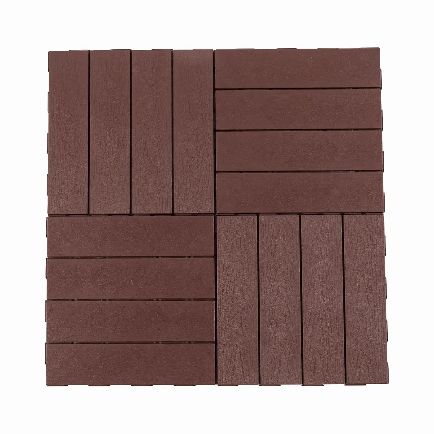 Panana 9Pcs Plastic Interlocking Deck Tiles, 12"x12" Waterproof Outdoor Composite Flooring Floor Decking Tiles for Porch Poolside Balcony Backyard, Dark Brown