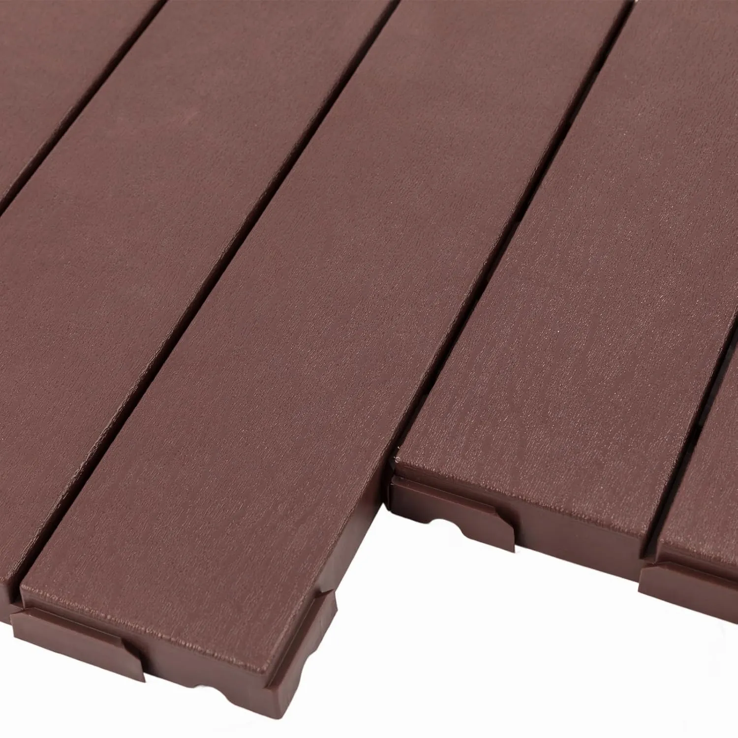 Panana 9Pcs Plastic Interlocking Deck Tiles, 12"x12" Waterproof Outdoor Composite Flooring Floor Decking Tiles for Porch Poolside Balcony Backyard, Dark Brown