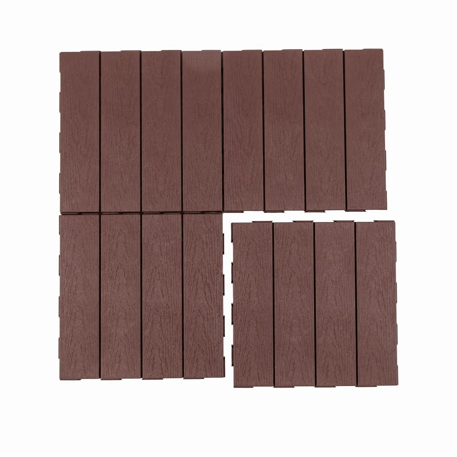 Panana 9Pcs Plastic Interlocking Deck Tiles, 12"x12" Waterproof Outdoor Composite Flooring Floor Decking Tiles for Porch Poolside Balcony Backyard, Dark Brown
