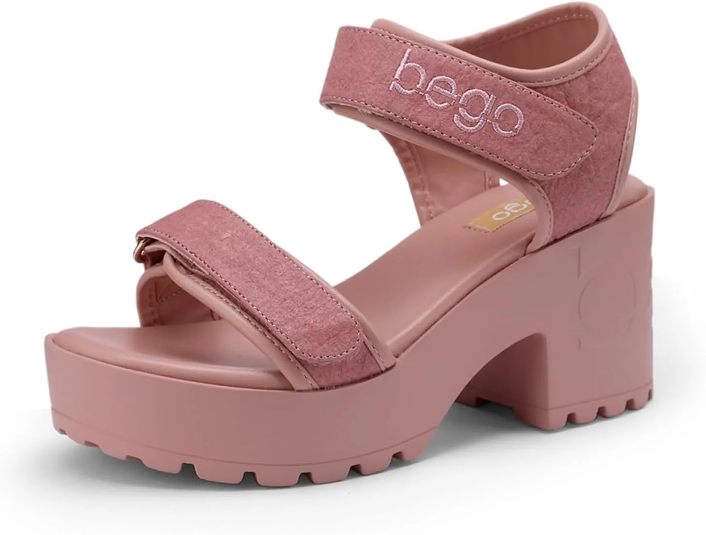 Pineapple Leather Heels for Women Open Toe Lug Sole Platform Fashion Block Heel Sandals for Vegan