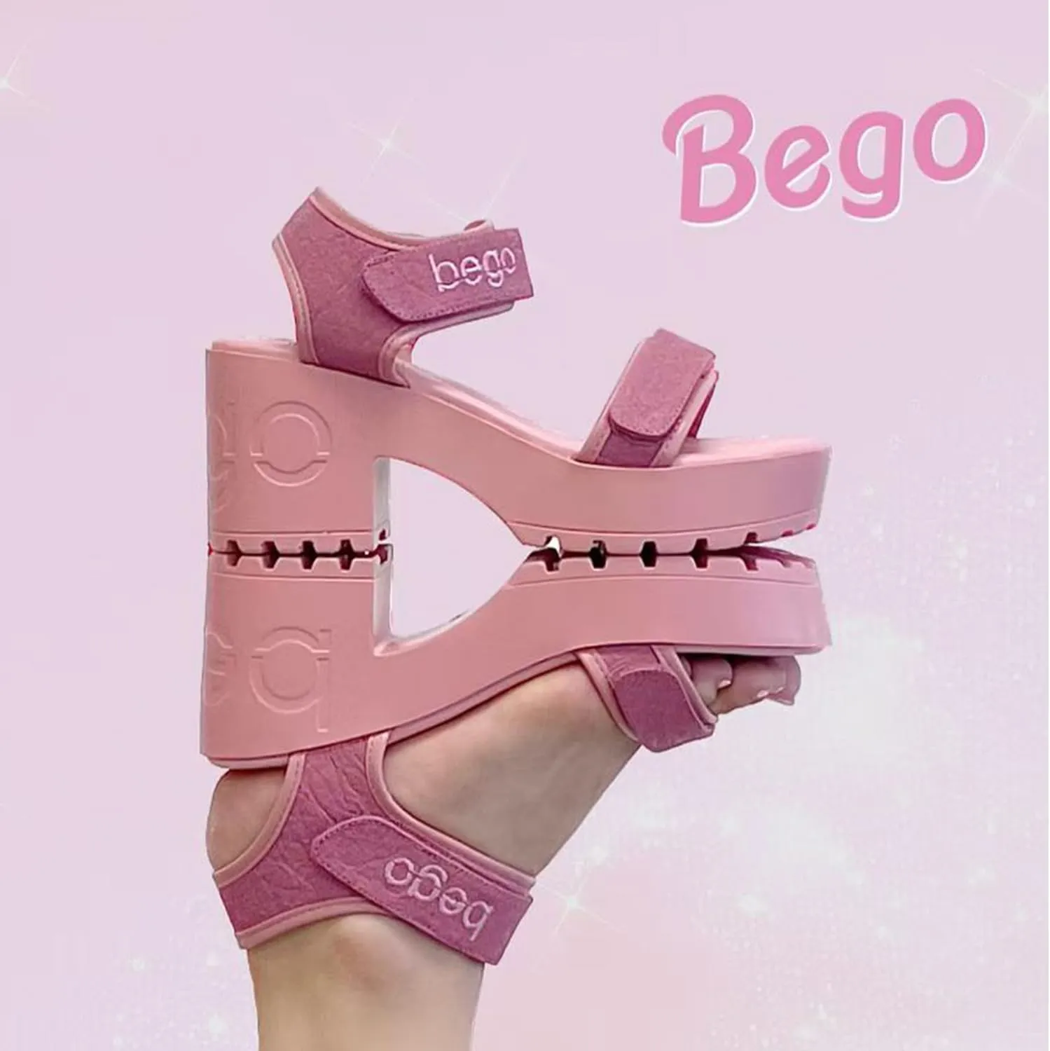 Pineapple Leather Heels for Women Open Toe Lug Sole Platform Fashion Block Heel Sandals for Vegan