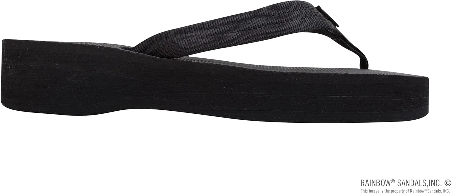 Rainbow Sandals Women's Four Layer Wedge Soft Rubber Top w/EVA Filled 3/4" Nylon Strap