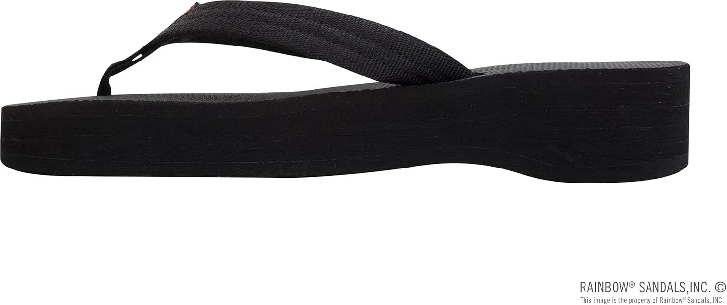 Rainbow Sandals Women's Four Layer Wedge Soft Rubber Top w/EVA Filled 3/4" Nylon Strap