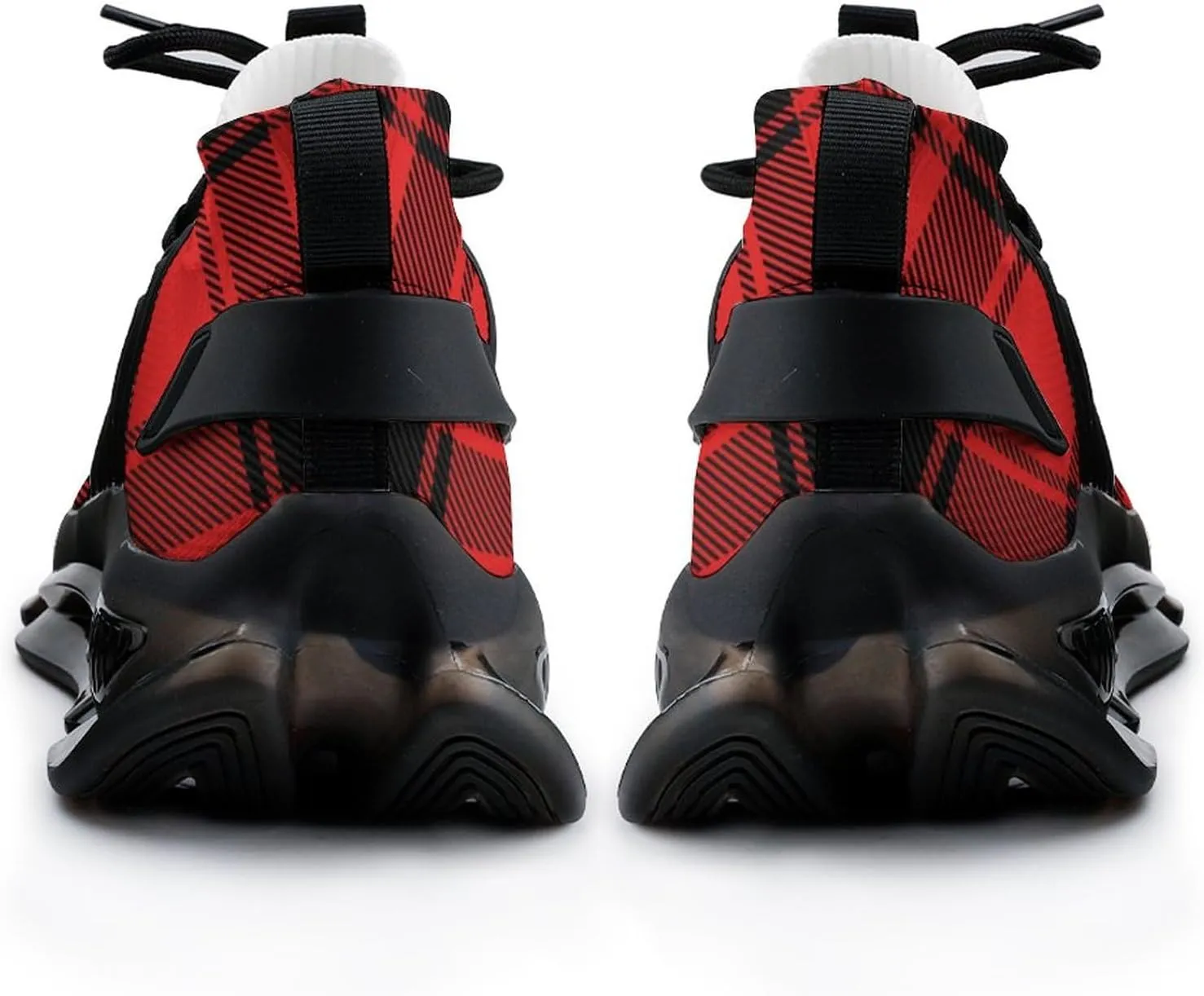 Red and Black Buffalo Scottish Tartan Plaid Checkered Men's Running Shoes Slip On Breathable Sneakers for Walking