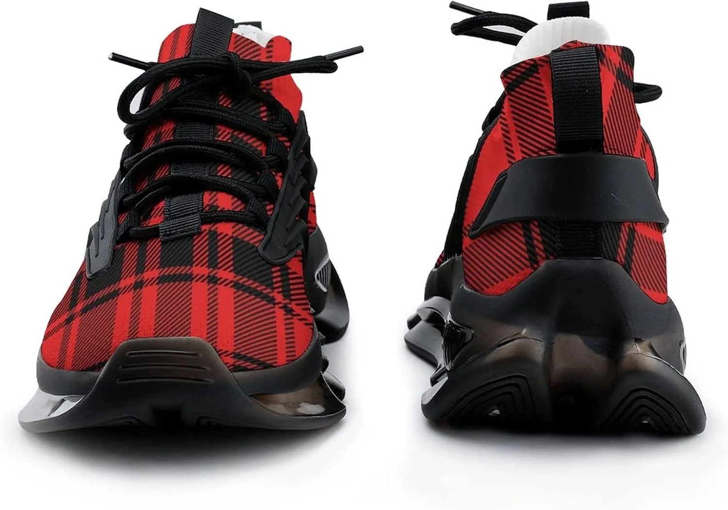 Red and Black Buffalo Scottish Tartan Plaid Checkered Men's Running Shoes Slip On Breathable Sneakers for Walking