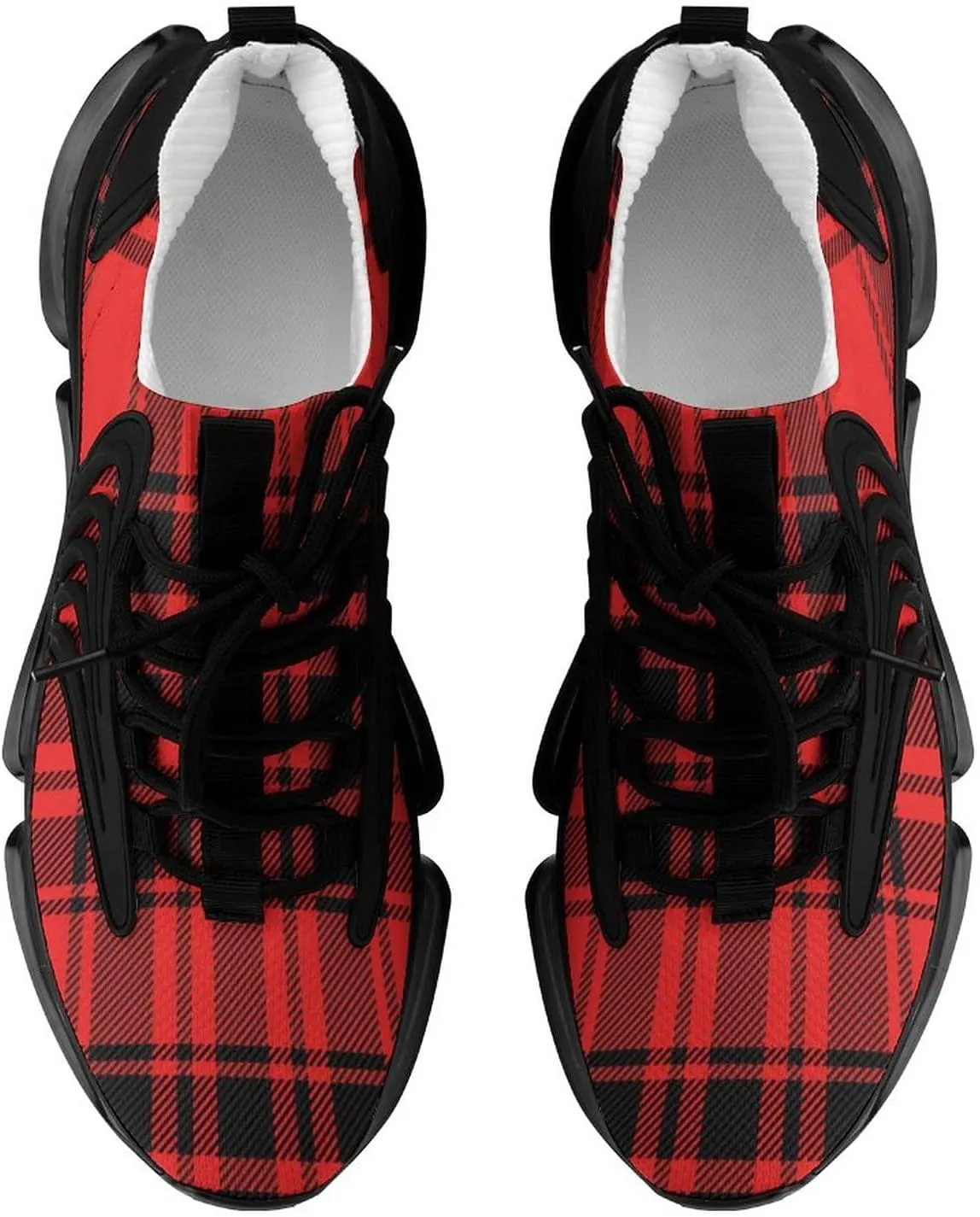 Red and Black Buffalo Scottish Tartan Plaid Checkered Men's Running Shoes Slip On Breathable Sneakers for Walking