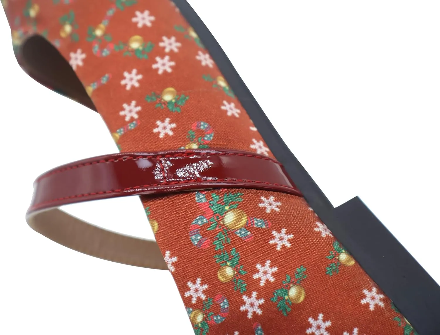 Red Print Flats for Women Christmas Dress Shoes Square Toe Slip On Flats Cushioned Work Flats Comfortable Retro Mary Jane Flats