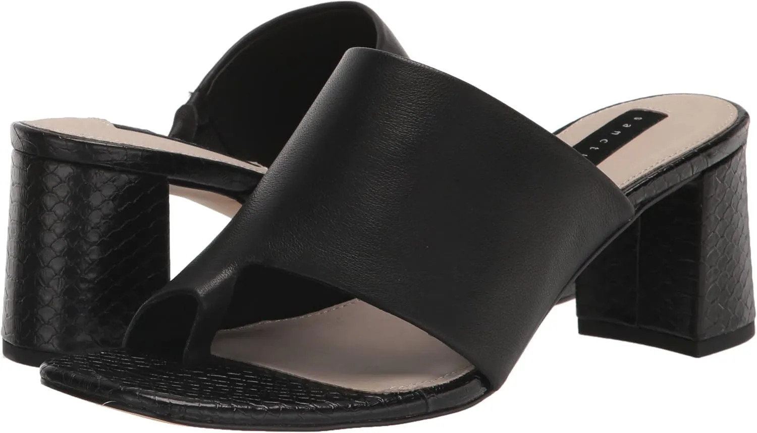 Sanctuary Women's Brave Toe Loop Flared Block Heel Sandals, Soft Calf Leather Upper, Memory Foam Padding