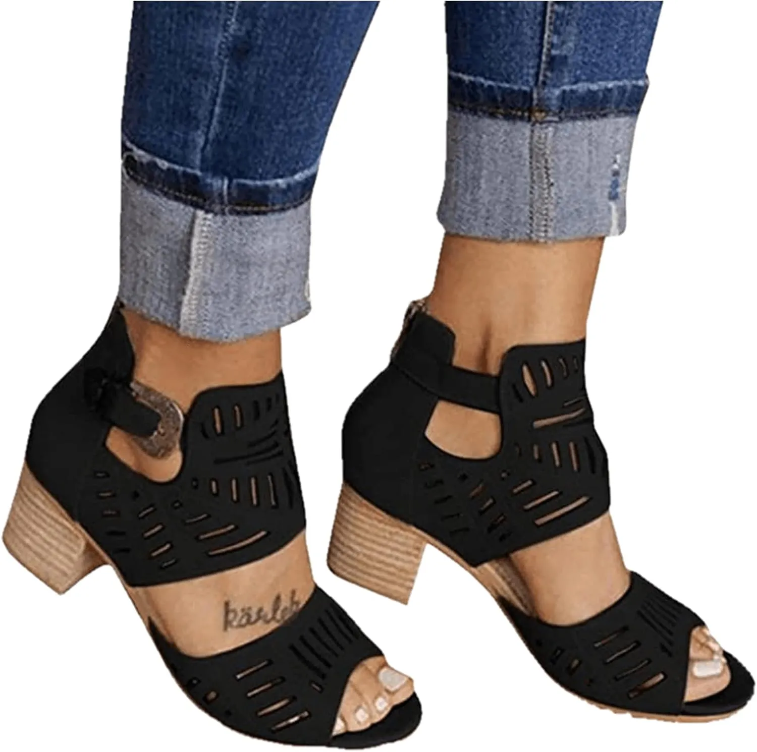 Sandals For Women Dressy Summer,Womens Chunky Heel Party Ankle Strap High Heel Sandal Casual Open Toe Strappy Sandal