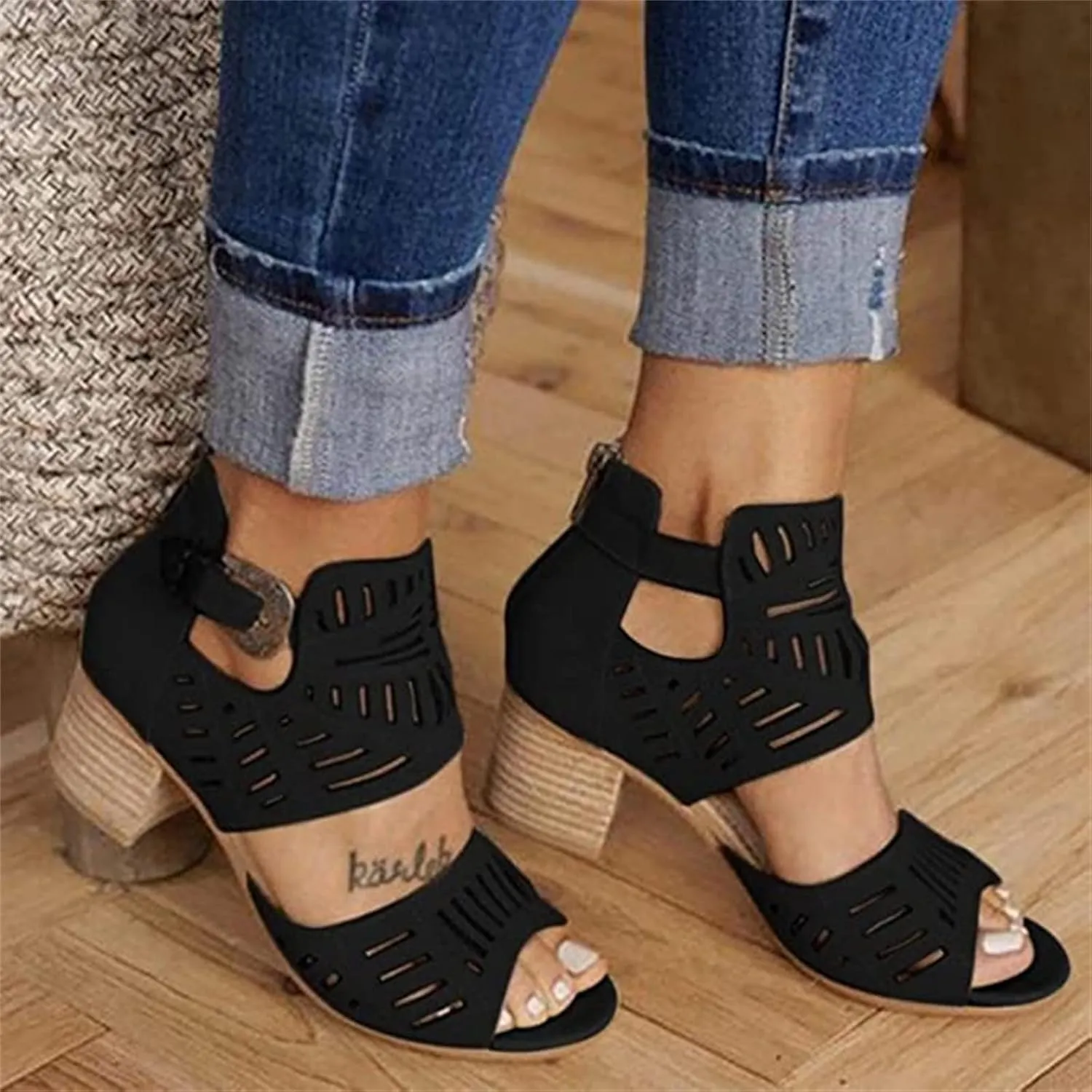 Sandals For Women Dressy Summer,Womens Chunky Heel Party Ankle Strap High Heel Sandal Casual Open Toe Strappy Sandal