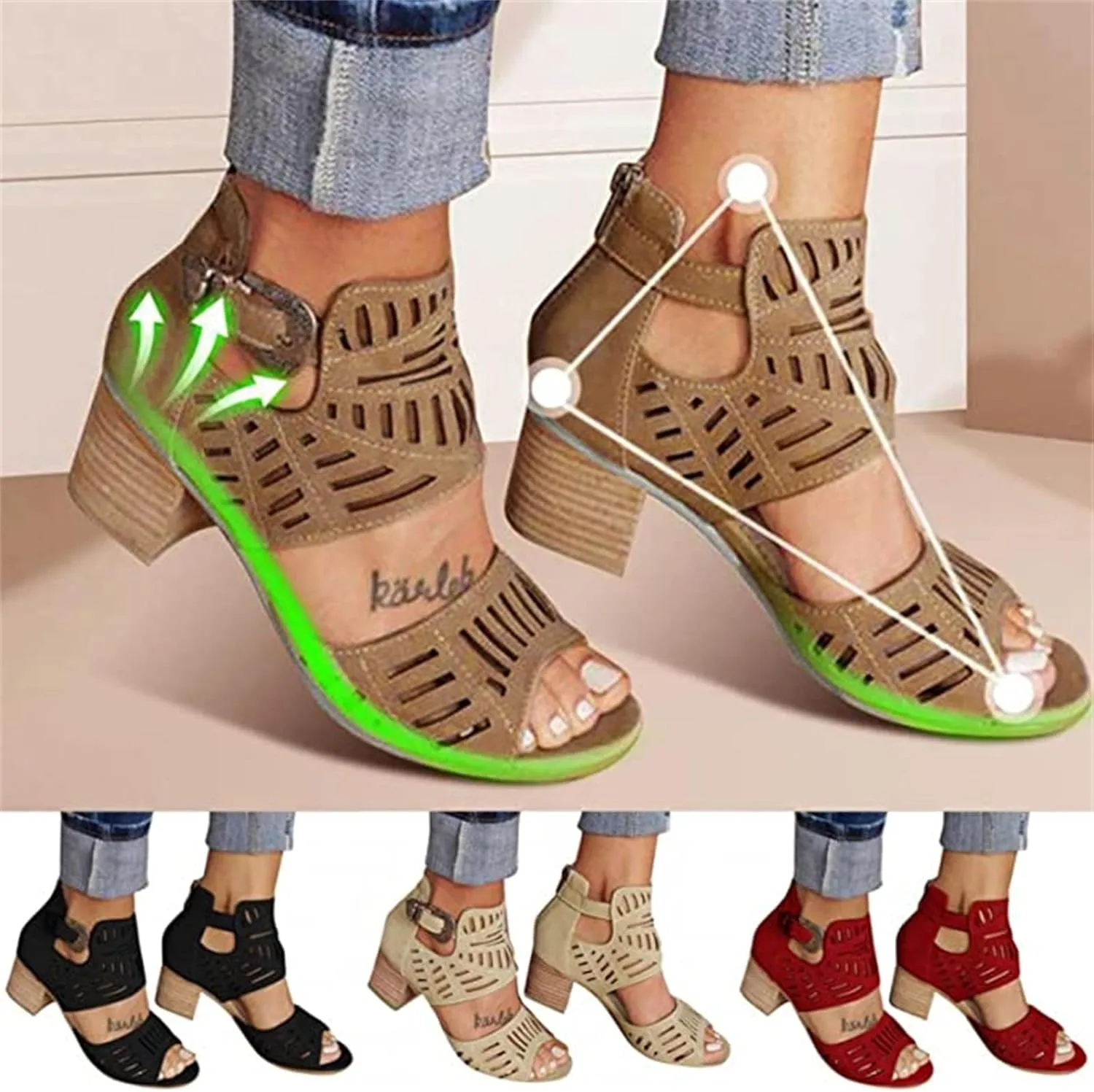 Sandals For Women Dressy Summer,Womens Chunky Heel Party Ankle Strap High Heel Sandal Casual Open Toe Strappy Sandal