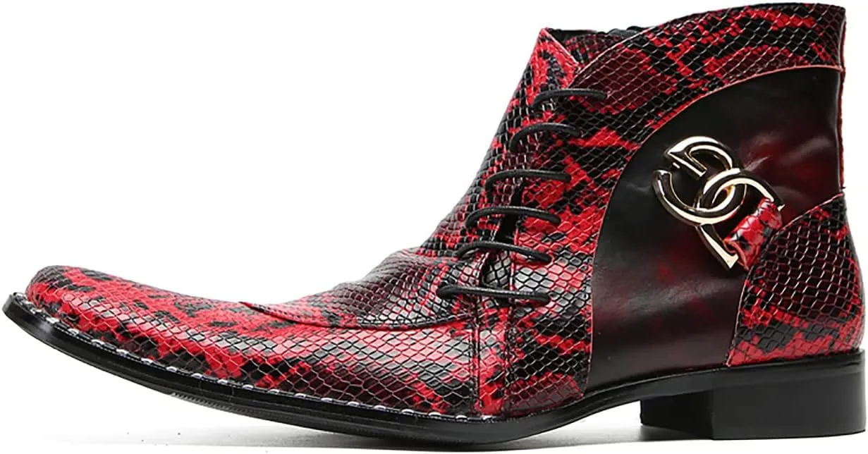 Santimon Men's Chelsea Cowboy Boots for Nightclub/Bar/Western Events - Premium Leather & Ornamental Buckles, Stylish Ankle Boots with Cuban Heel, Rugged Yet Refined Dress-Casual Boots