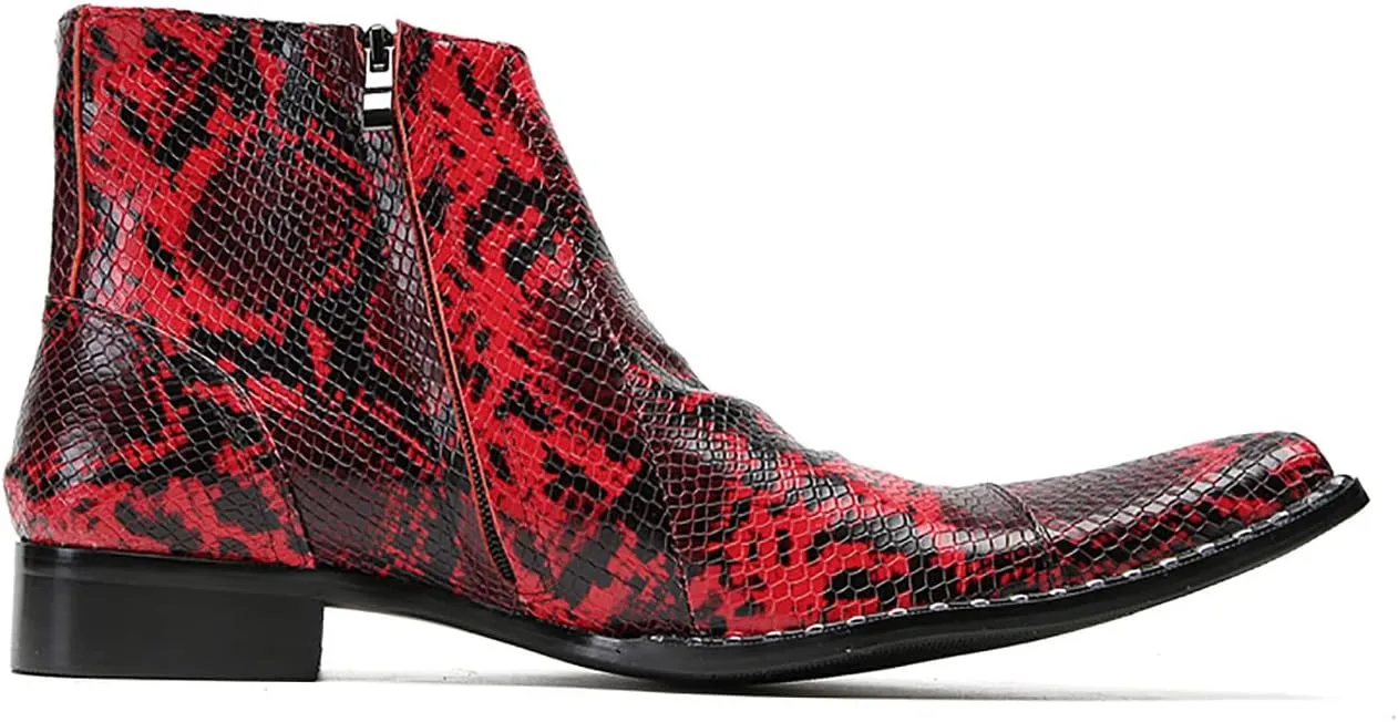 Santimon Men's Chelsea Cowboy Boots for Nightclub/Bar/Western Events - Premium Leather & Ornamental Buckles, Stylish Ankle Boots with Cuban Heel, Rugged Yet Refined Dress-Casual Boots