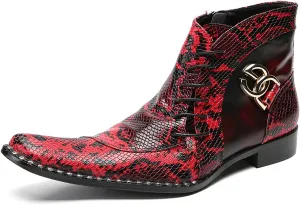 Santimon Men's Chelsea Cowboy Boots for Nightclub/Bar/Western Events - Premium Leather & Ornamental Buckles, Stylish Ankle Boots with Cuban Heel, Rugged Yet Refined Dress-Casual Boots