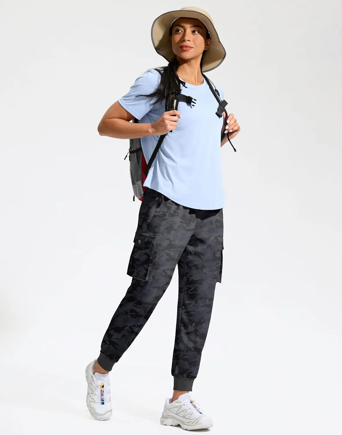 SANTINY Women's Cargo Pants with 6 Pockets Lightweight Quick Dry Travel Hiking Pants Casual Summer Joggers