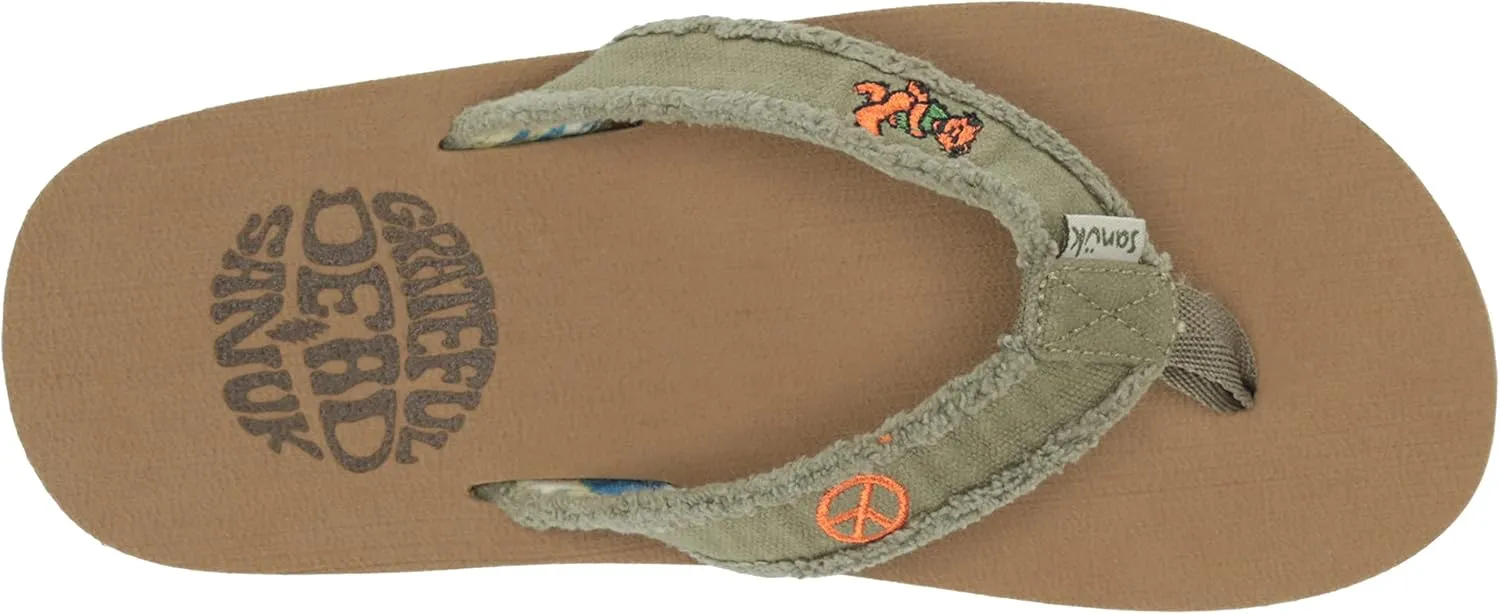 Sanuk Unisex-Child Fraidy Stacker X Grateful Dead Flip-Flop