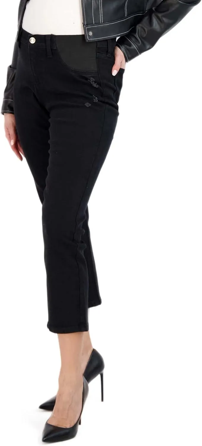 Savi Parker Maternity Jeans for Women, Straight Leg Elastic Under Belly High Waist Pant, Pregnancy Clothes for All Seasons