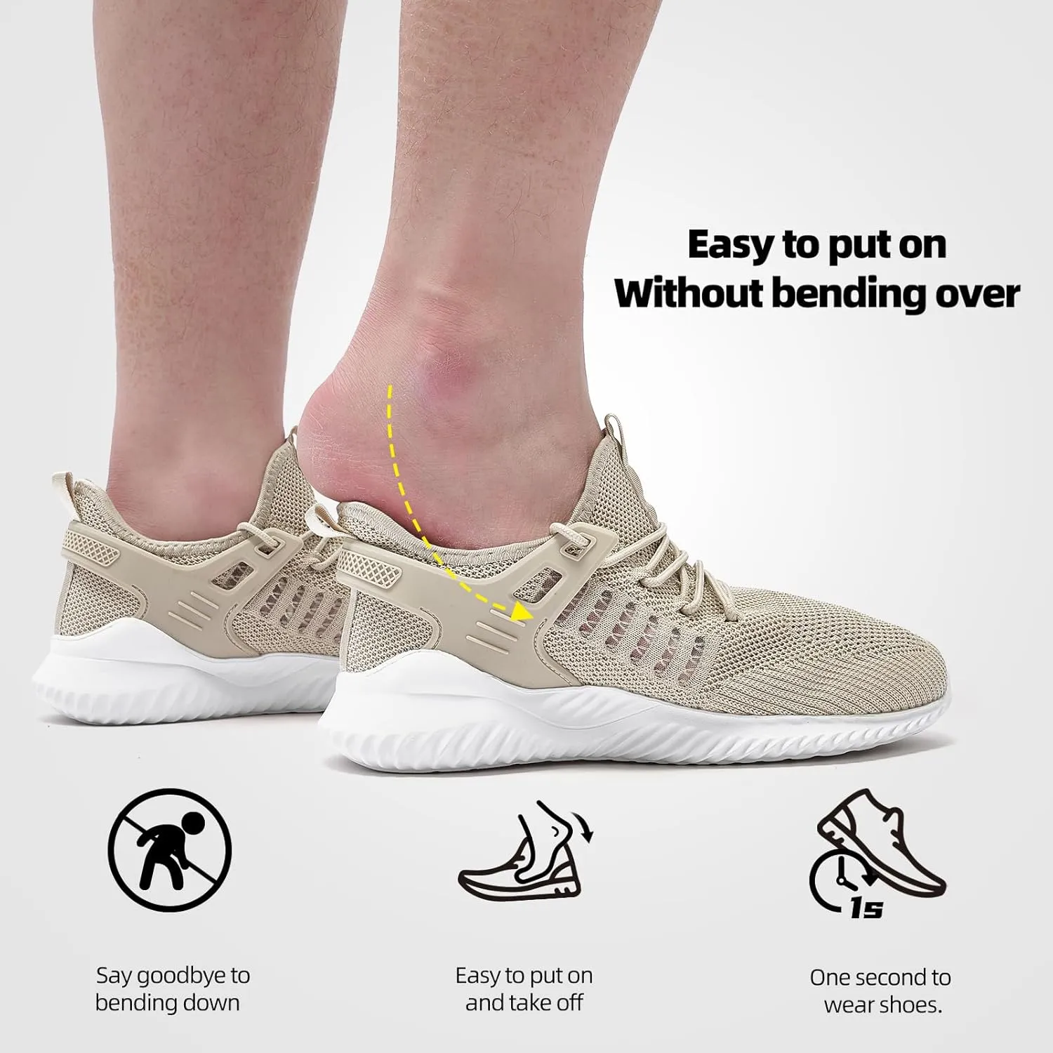 SDolphin Walking Shoes Mens Sneakers - Slip on Memory Foam Tennis Running Shoes for Athletic Workout Gym Jogging Lightweight Breathable Casual Sneakers