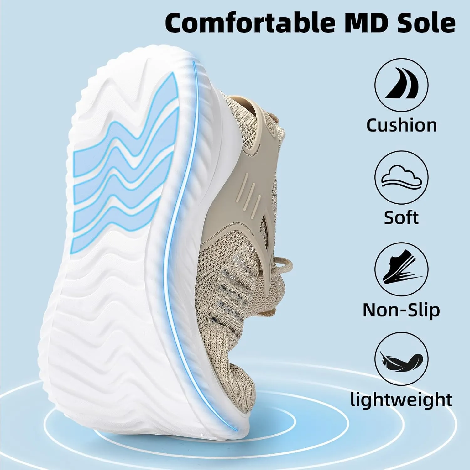 SDolphin Walking Shoes Mens Sneakers - Slip on Memory Foam Tennis Running Shoes for Athletic Workout Gym Jogging Lightweight Breathable Casual Sneakers