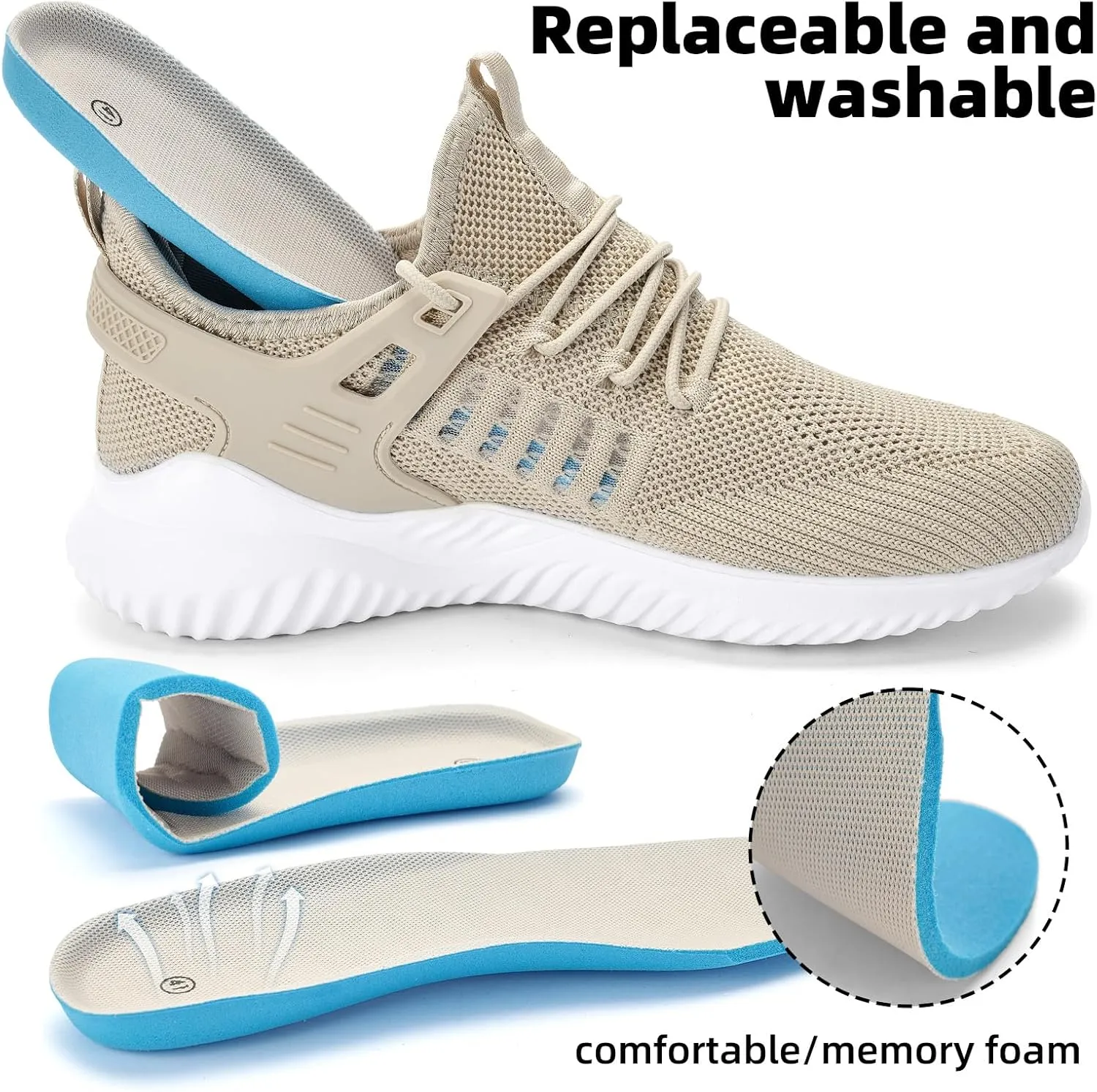 SDolphin Walking Shoes Mens Sneakers - Slip on Memory Foam Tennis Running Shoes for Athletic Workout Gym Jogging Lightweight Breathable Casual Sneakers