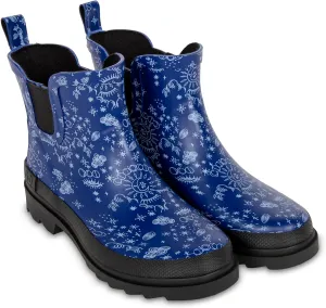 ShedRain GOGO Chelsea Short Rubber Rain Boots for Women, Comfortable Cotton Lining, Waterproof Exterior, Anti-Slip Lug Sole Garden and Outdoor Work Boots, Adjustable Width