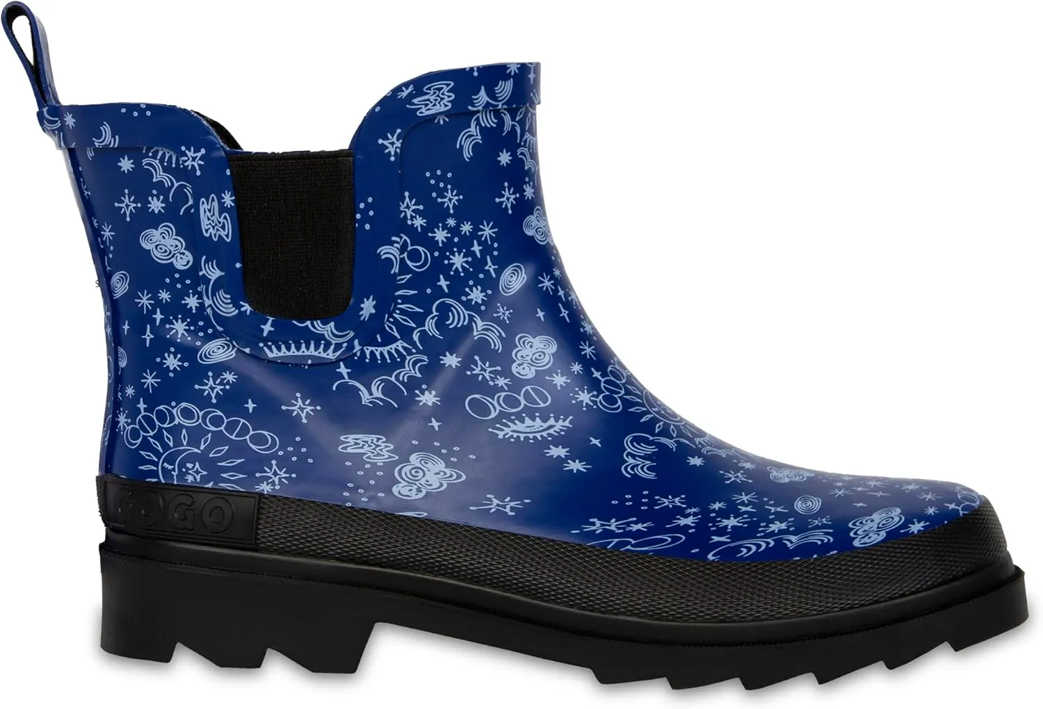 ShedRain GOGO Chelsea Short Rubber Rain Boots for Women, Comfortable Cotton Lining, Waterproof Exterior, Anti-Slip Lug Sole Garden and Outdoor Work Boots, Adjustable Width