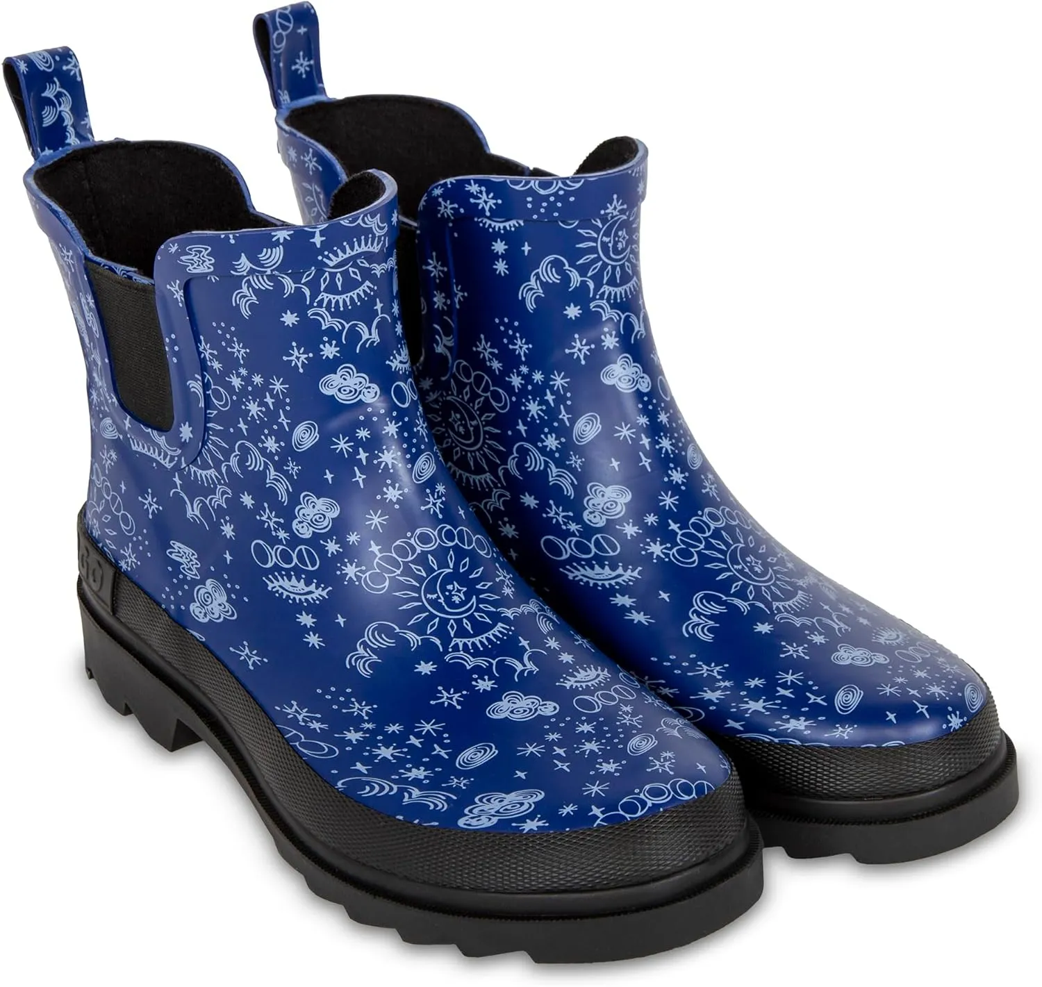ShedRain GOGO Chelsea Short Rubber Rain Boots for Women, Comfortable Cotton Lining, Waterproof Exterior, Anti-Slip Lug Sole Garden and Outdoor Work Boots, Adjustable Width